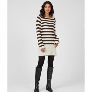 Kenneth Cole Silk Angora Rabbit Hair Striped Sweater Dress Tunic Pullover Size M